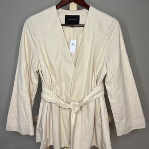 Beige Wrap Linen Blazer - Banana Republic - Size 8